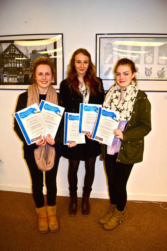 Some of the winners from the Art with a Heart Trafford Schools Open Exhibition, Awards Ceremony
