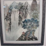 Waterfall in China. Chinese brush painting. Gwen Broardhead